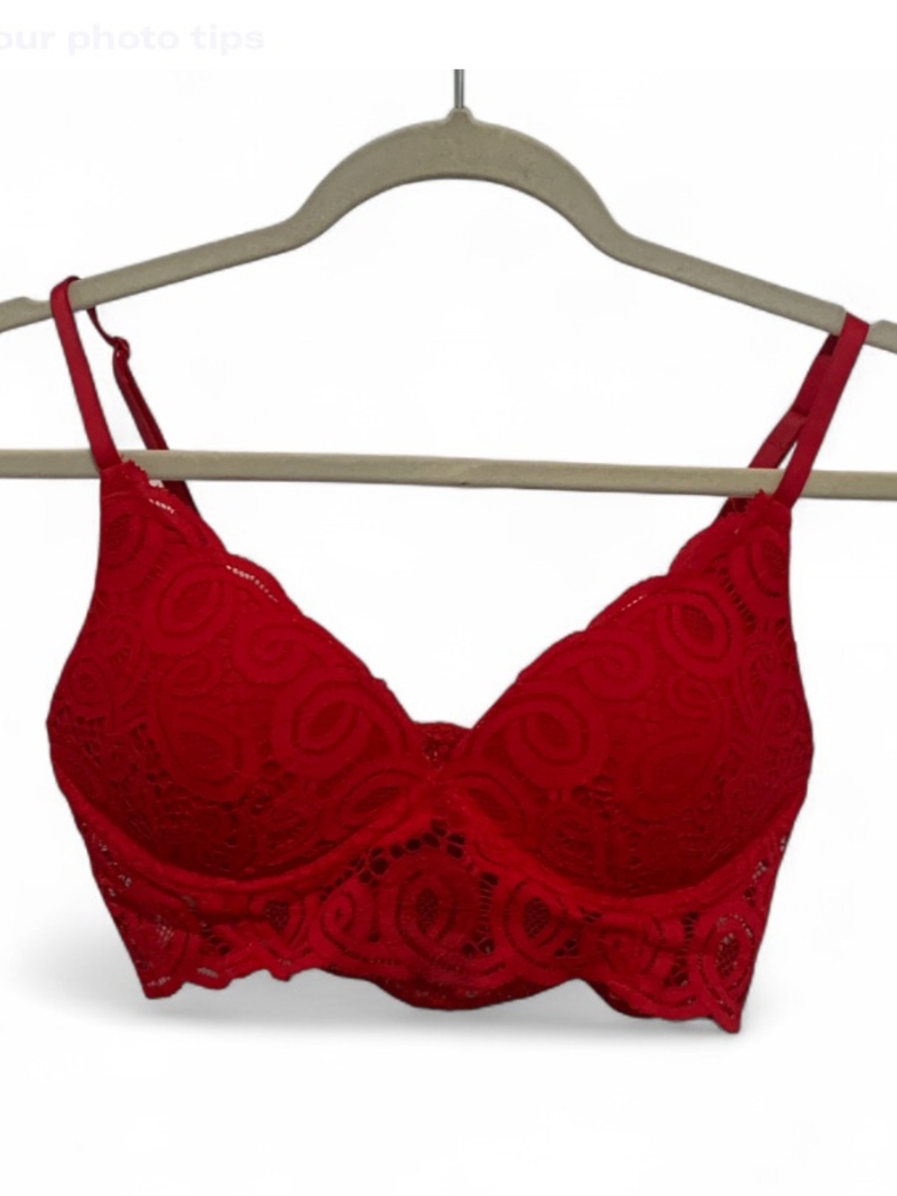 Pink Victoria’s Secret Red Crochet Wireless Bra